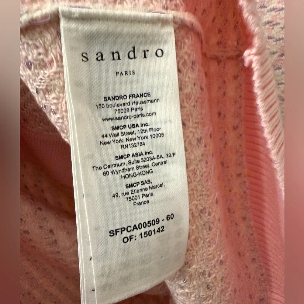 Sandro Pink Knit Cardigan with Pearl Buttons - Picture 9 of 12